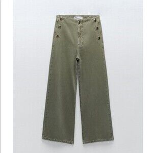 ZARA CROPPED WIDE LEG BUTTONED JEANS